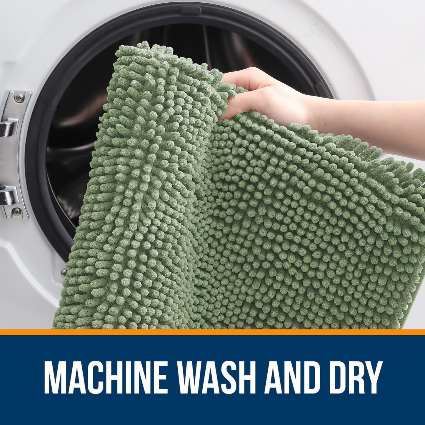 *OLANLY Bathroom Rugs 36x24, Extra Soft Absorbent Chenille Bath Rugs, Rubber Backing Quick Dry, Machine Washable Bath Mats for Bathroom Floor, Tub and Shower, Home Decor Accessories, Sage Green