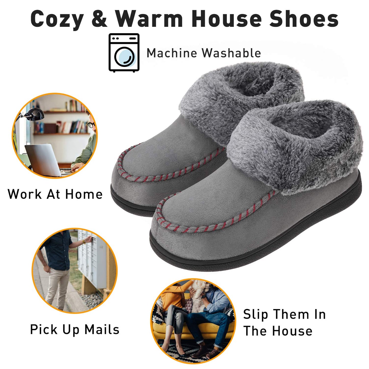 Women's Suede Moccasin Slippers with Memory Foam