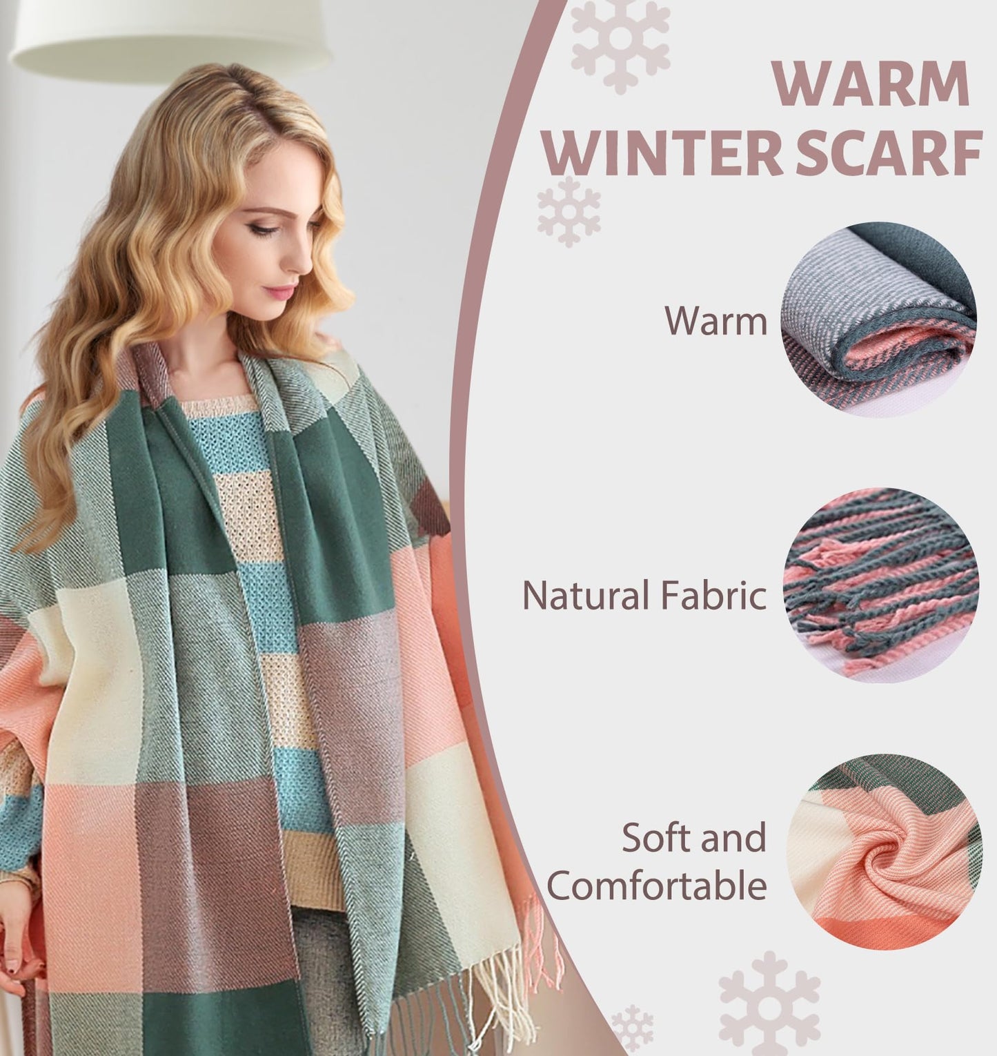 Women's Long Plaid Blanket Scarf
