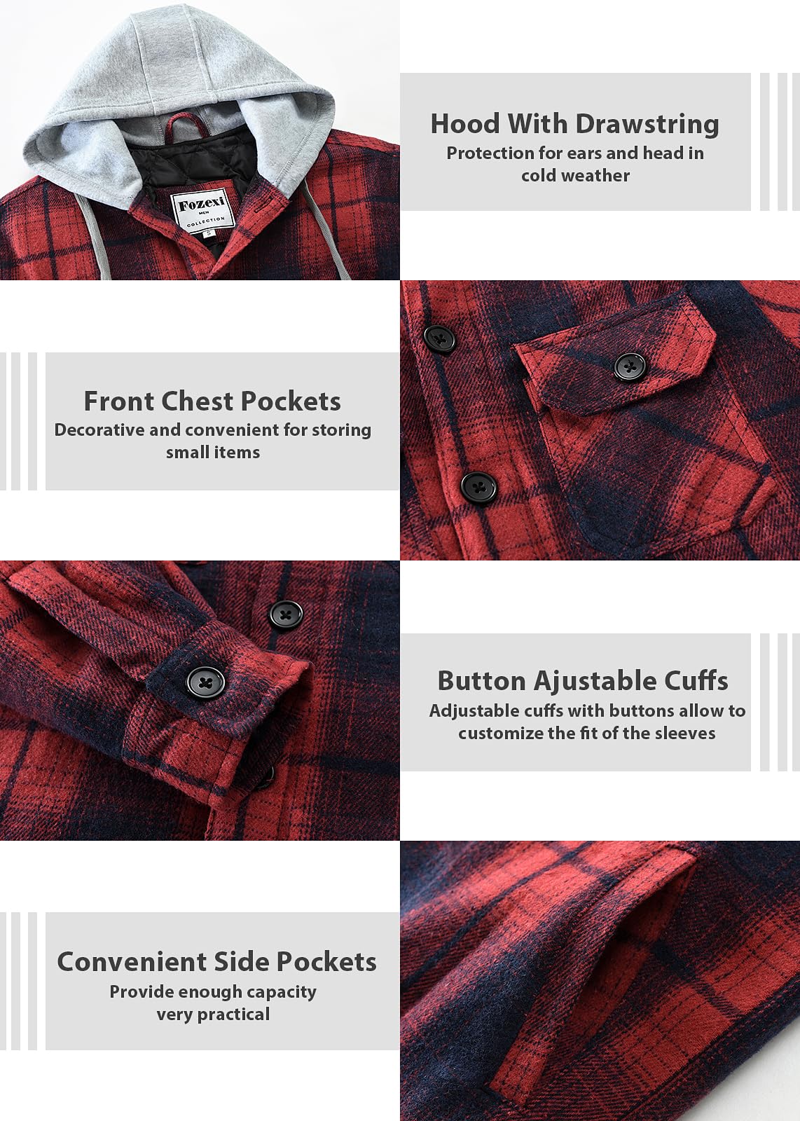 Men's Quilted Lined Flannel Shirt Jacket