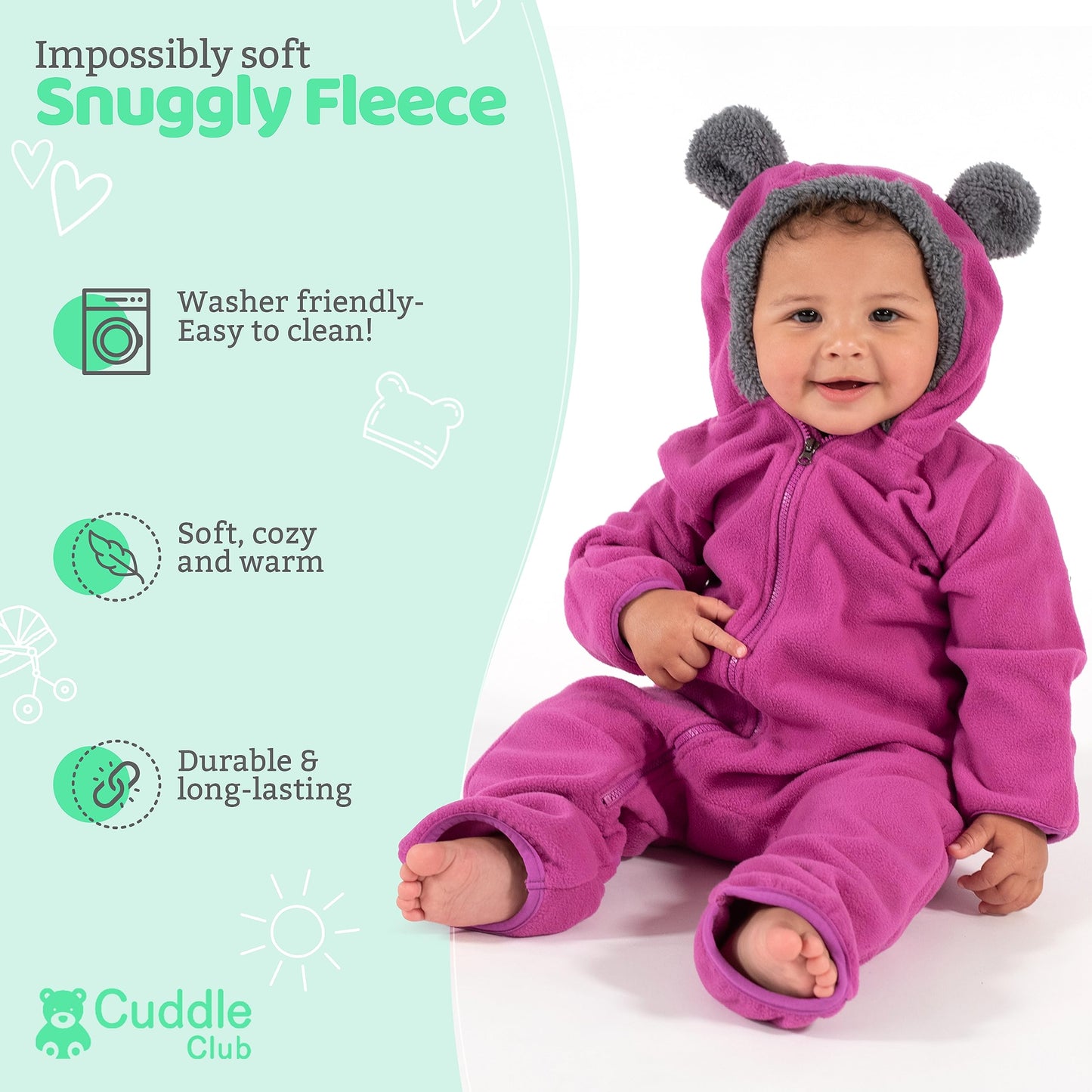 *Infant Fleece One Piece Bodysuit