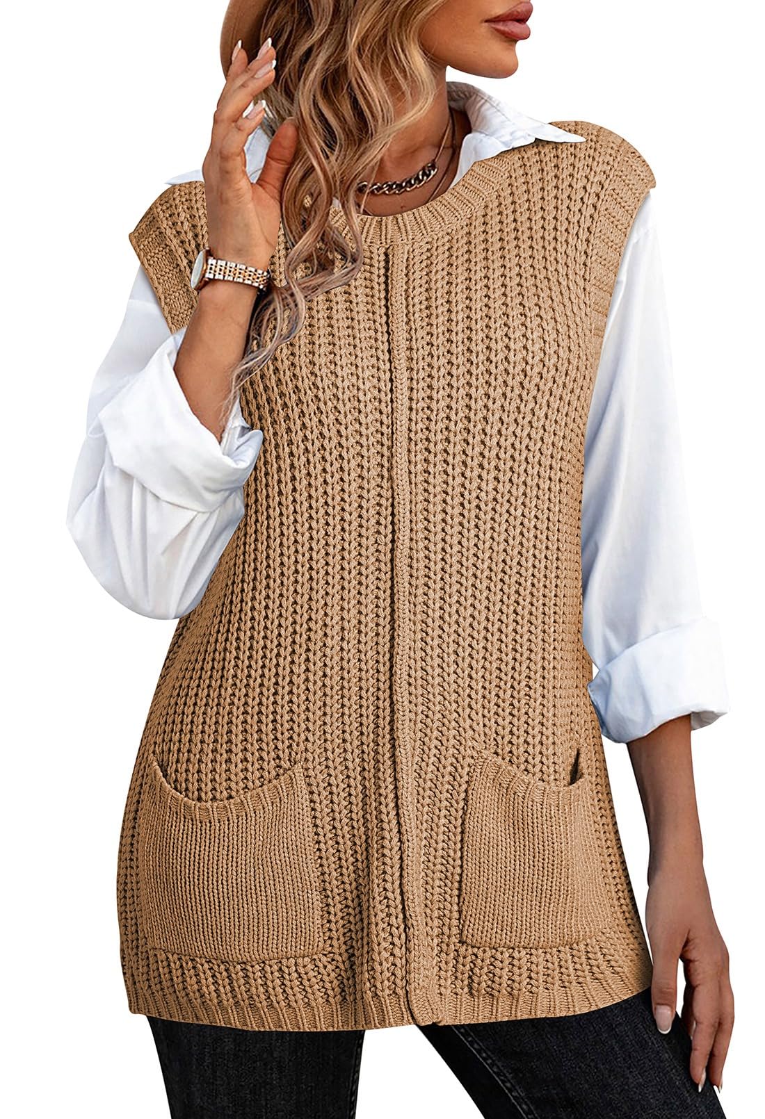Women's Relaxed Fit Knit Sweater Vest
