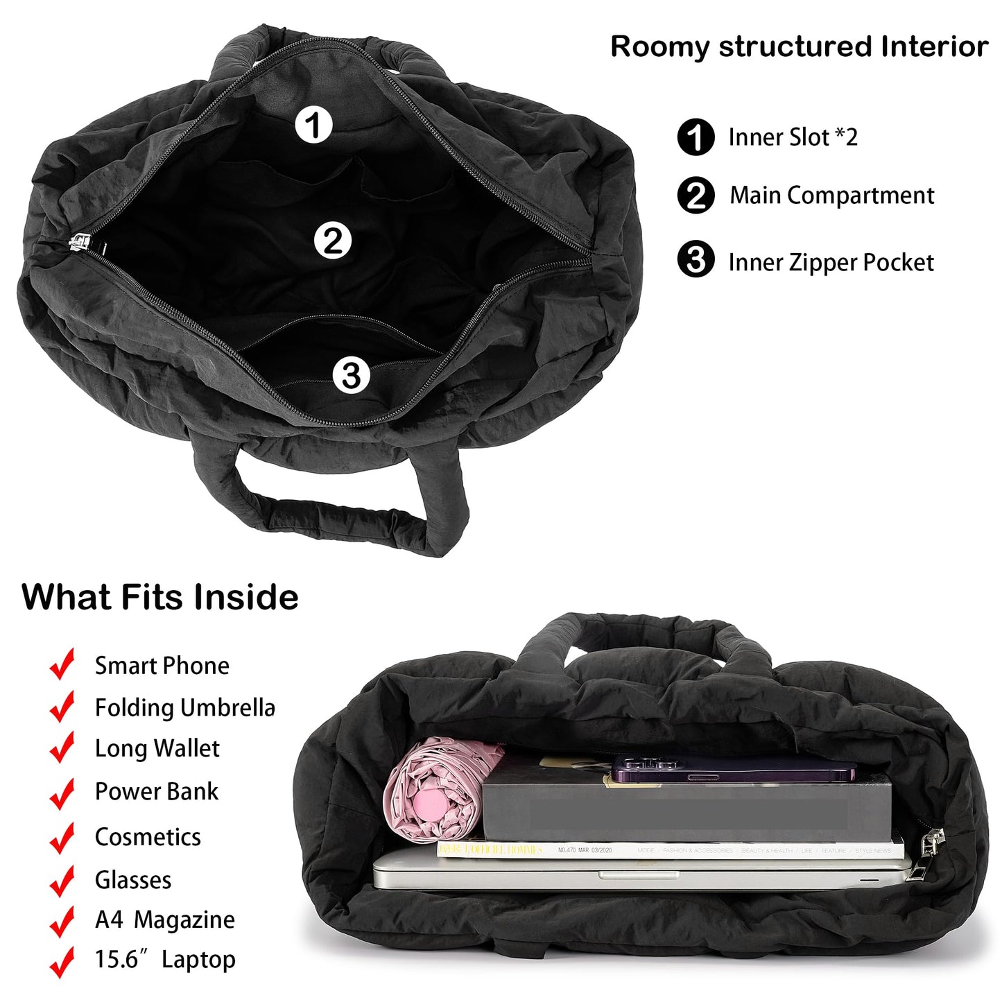 Large Puffer Tote Bag