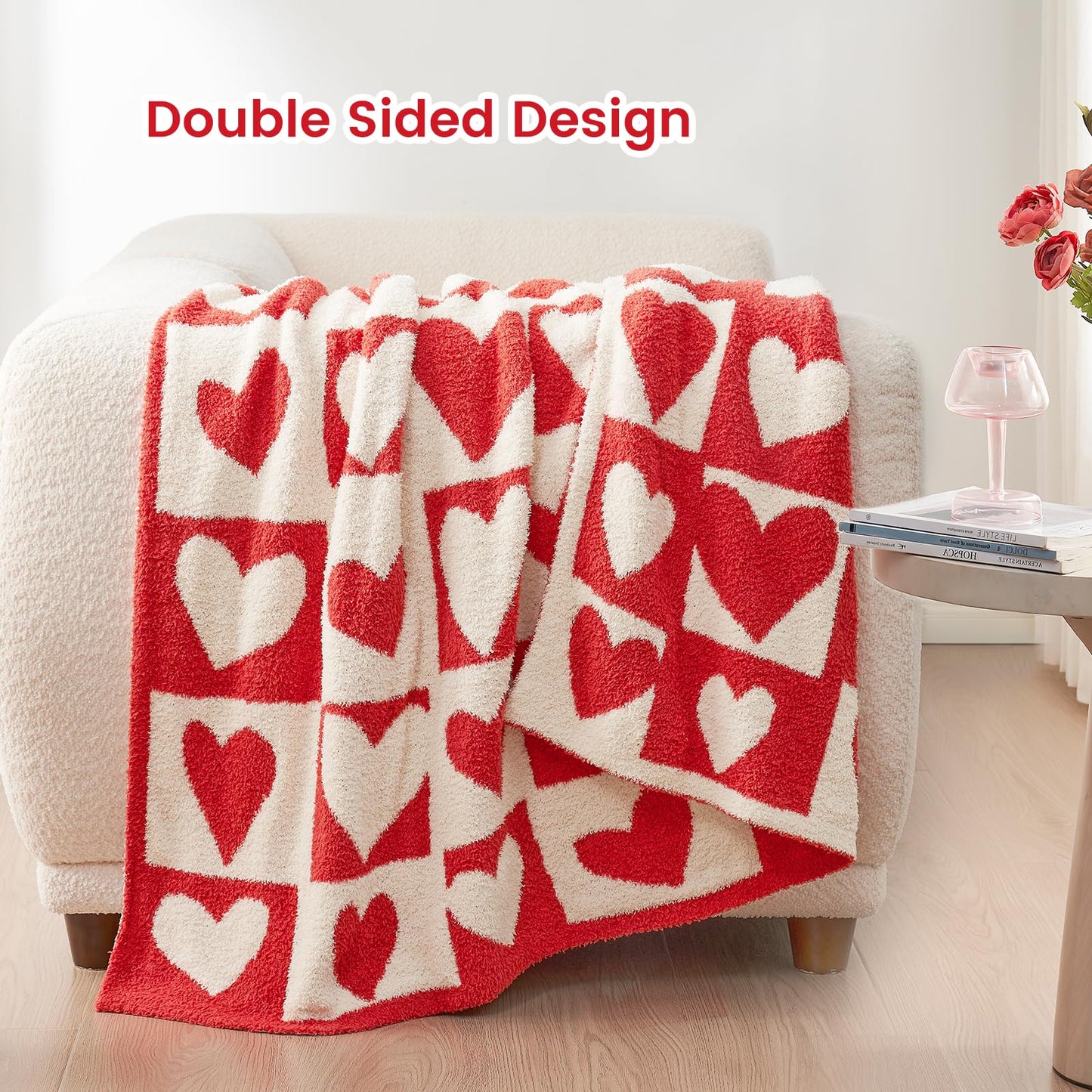 Heart Checker Pattern Throw Blanket