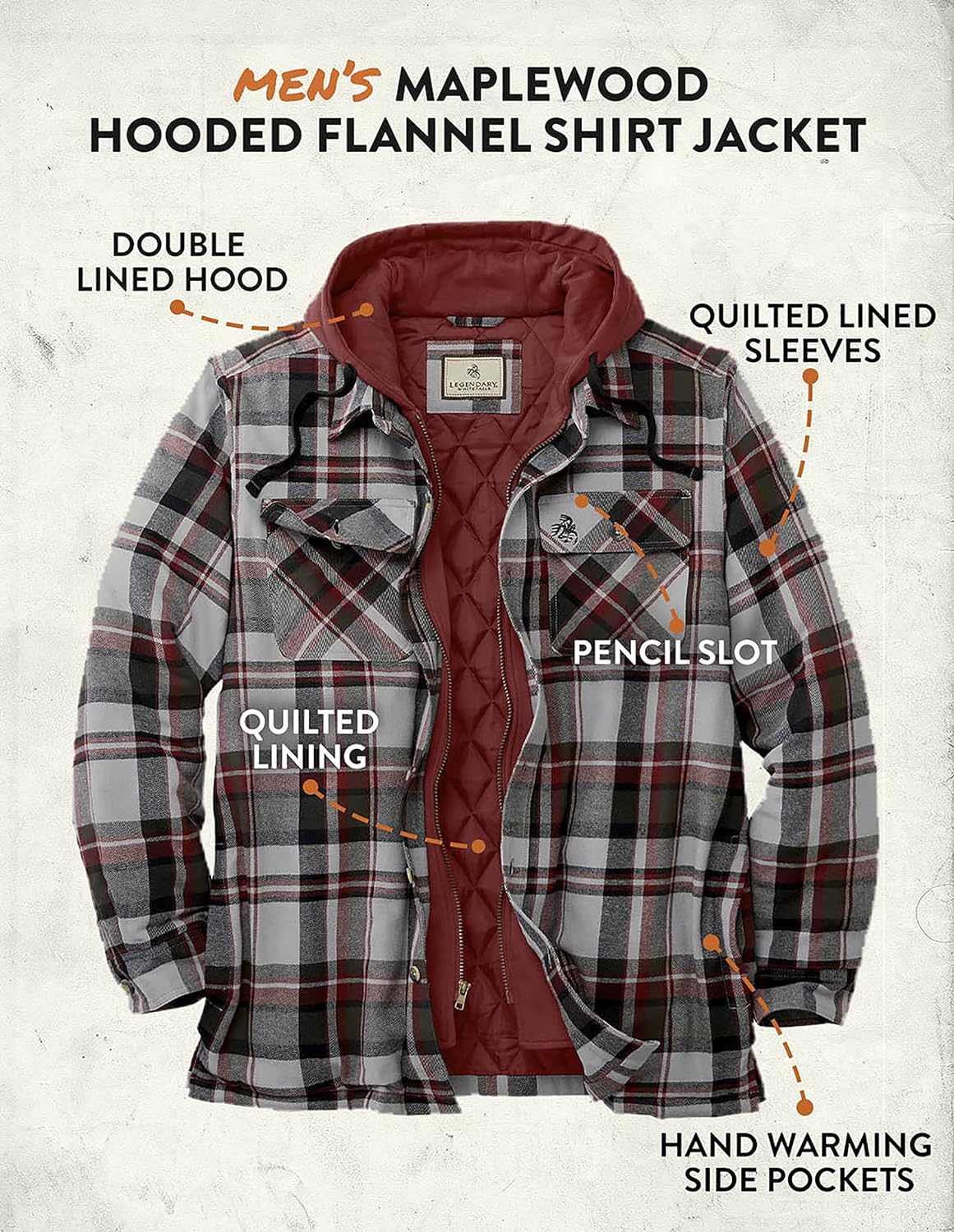 Men's Windstorm Plaid Hooded Shirt Jacket