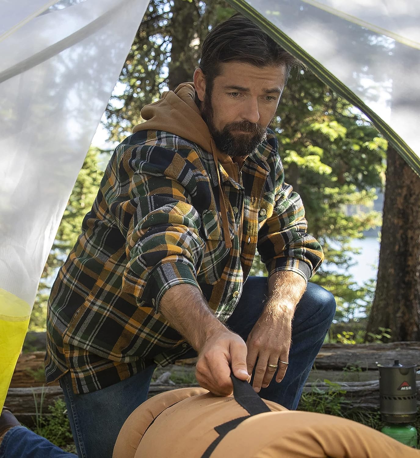 Men's Windstorm Plaid Hooded Shirt Jacket