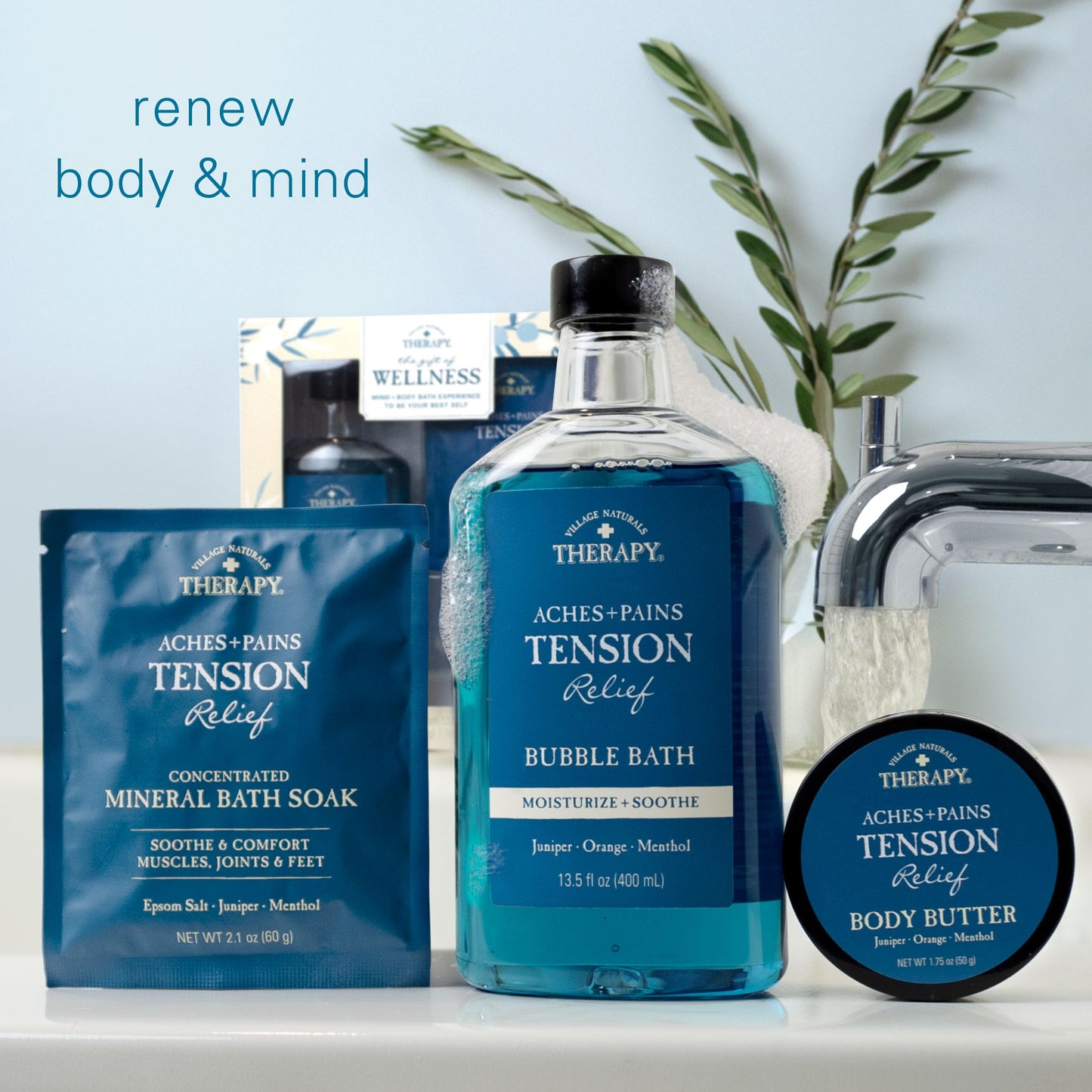 Village Naturals Therapy, 3-Piece Wellness Spa Gift Set, Cedar Citrus Scent