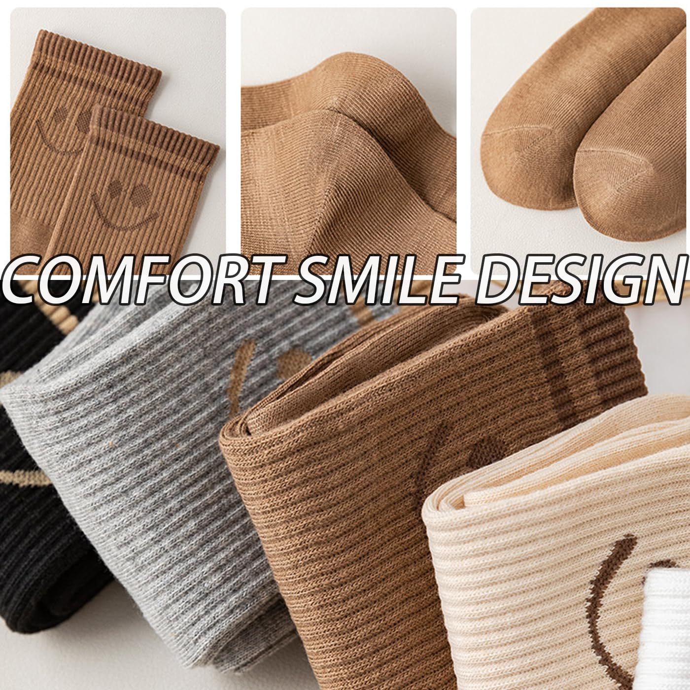 Women's Cute Smiles Ankle Socks - 5 Pack