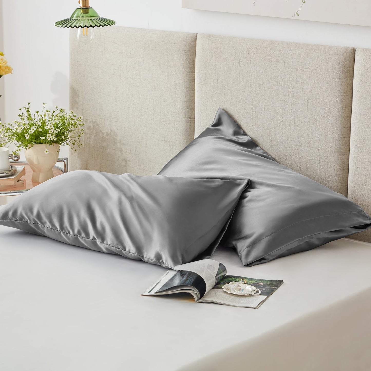 Satin Cooling Pillow Covers - Set of 2