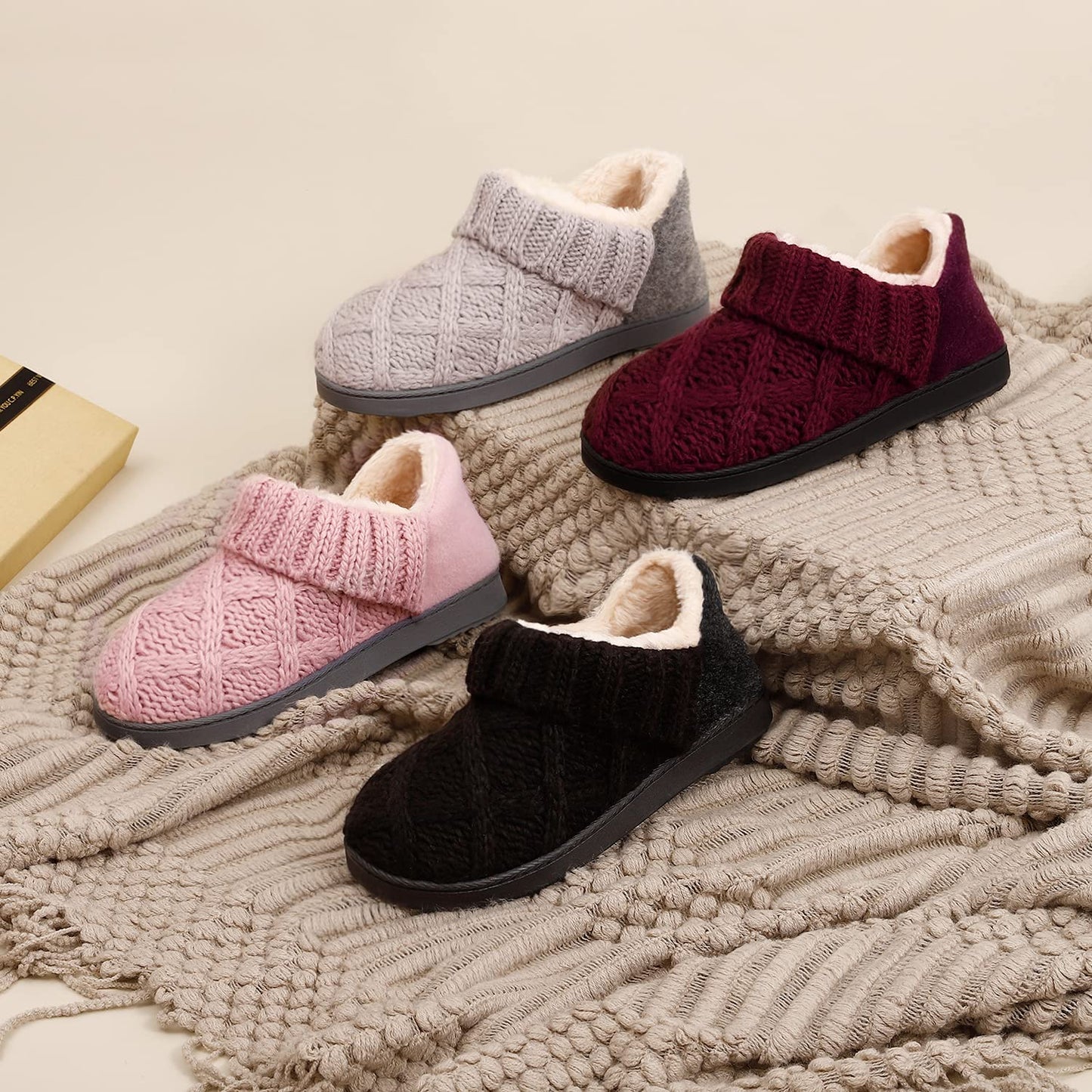 *LongBay Women’s Warm Bootie Slippers Winter Memory Foam House Shoes for Indoor Outdoor