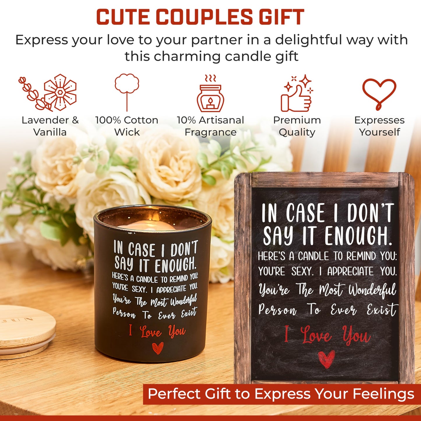 Valentine's Day Scented Candle for Her or Him - 10oz