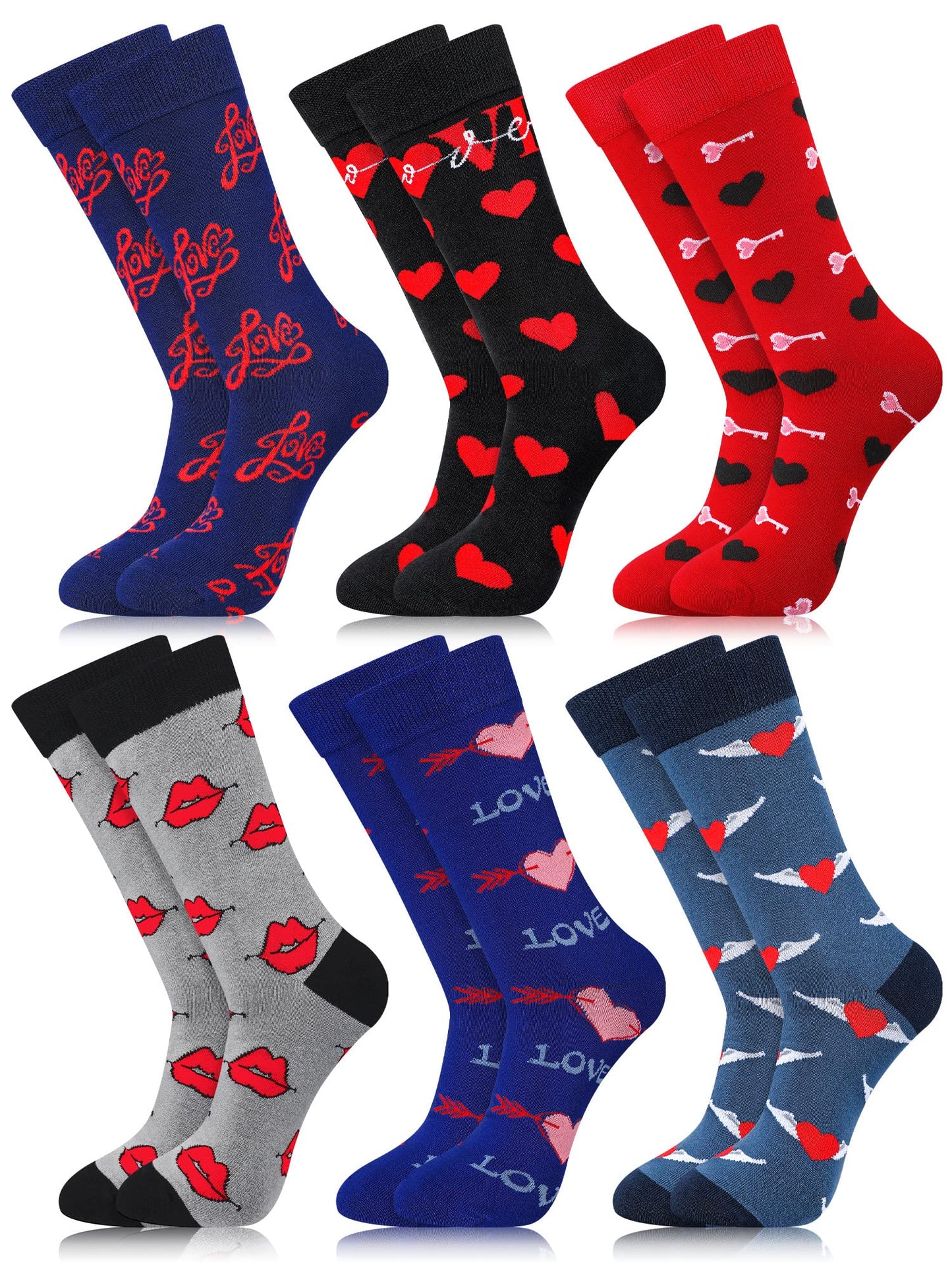 Valentine's Day Socks for Men - 6 Pairs