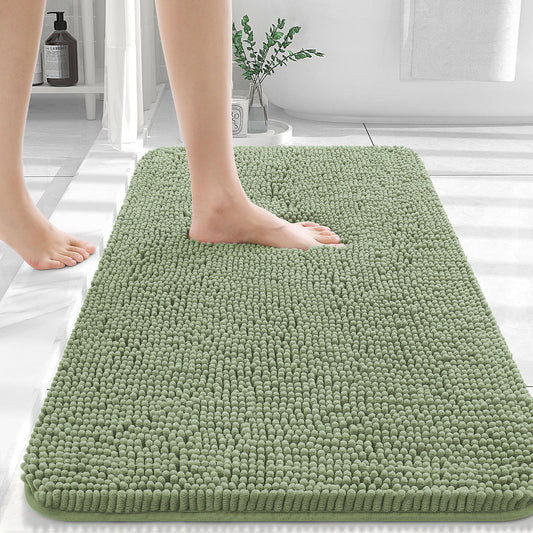 *OLANLY Bathroom Rugs 36x24, Extra Soft Absorbent Chenille Bath Rugs, Rubber Backing Quick Dry, Machine Washable Bath Mats for Bathroom Floor, Tub and Shower, Home Decor Accessories, Sage Green