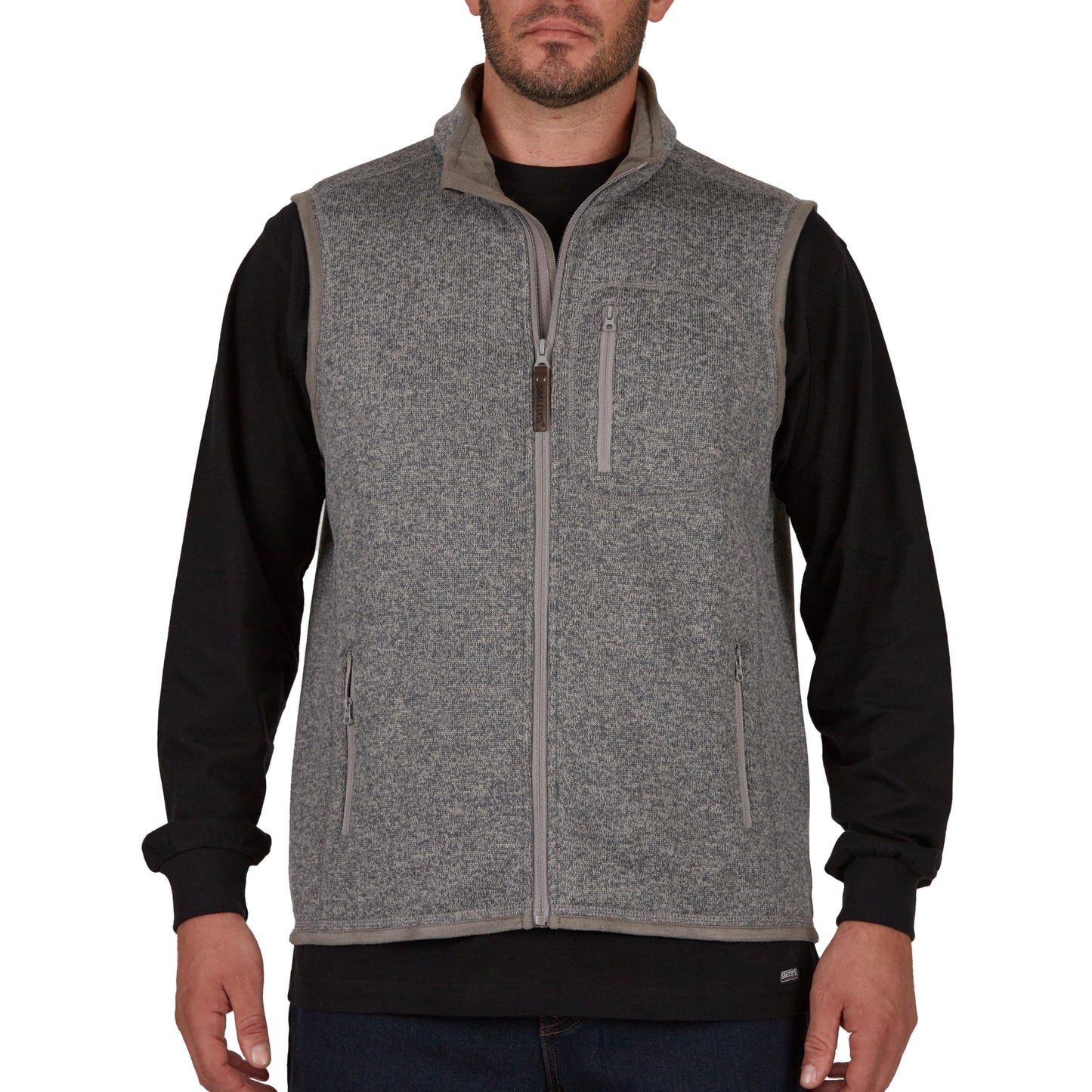 Smith's Workwear mens Full Zip Sweater Fleece Vest, Heather Grey, Medium US
