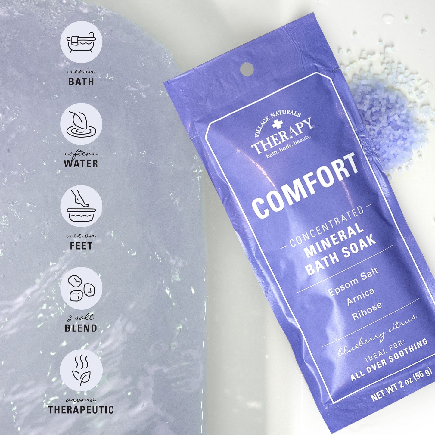 Village Naturals Therapy, Mineral Bath Soak, Blueberry Citrus Scent, 12 Pack