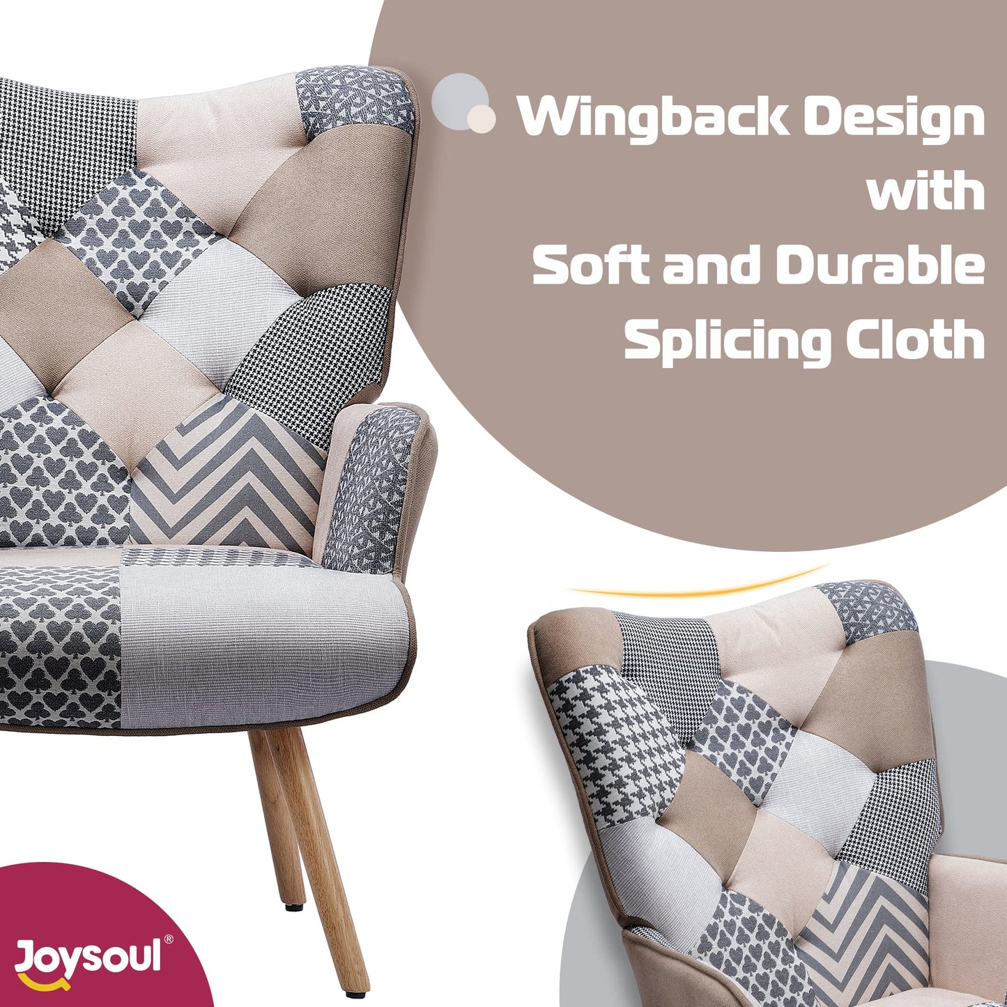 Boho-Chic Plaid Accent Chair with High Back
