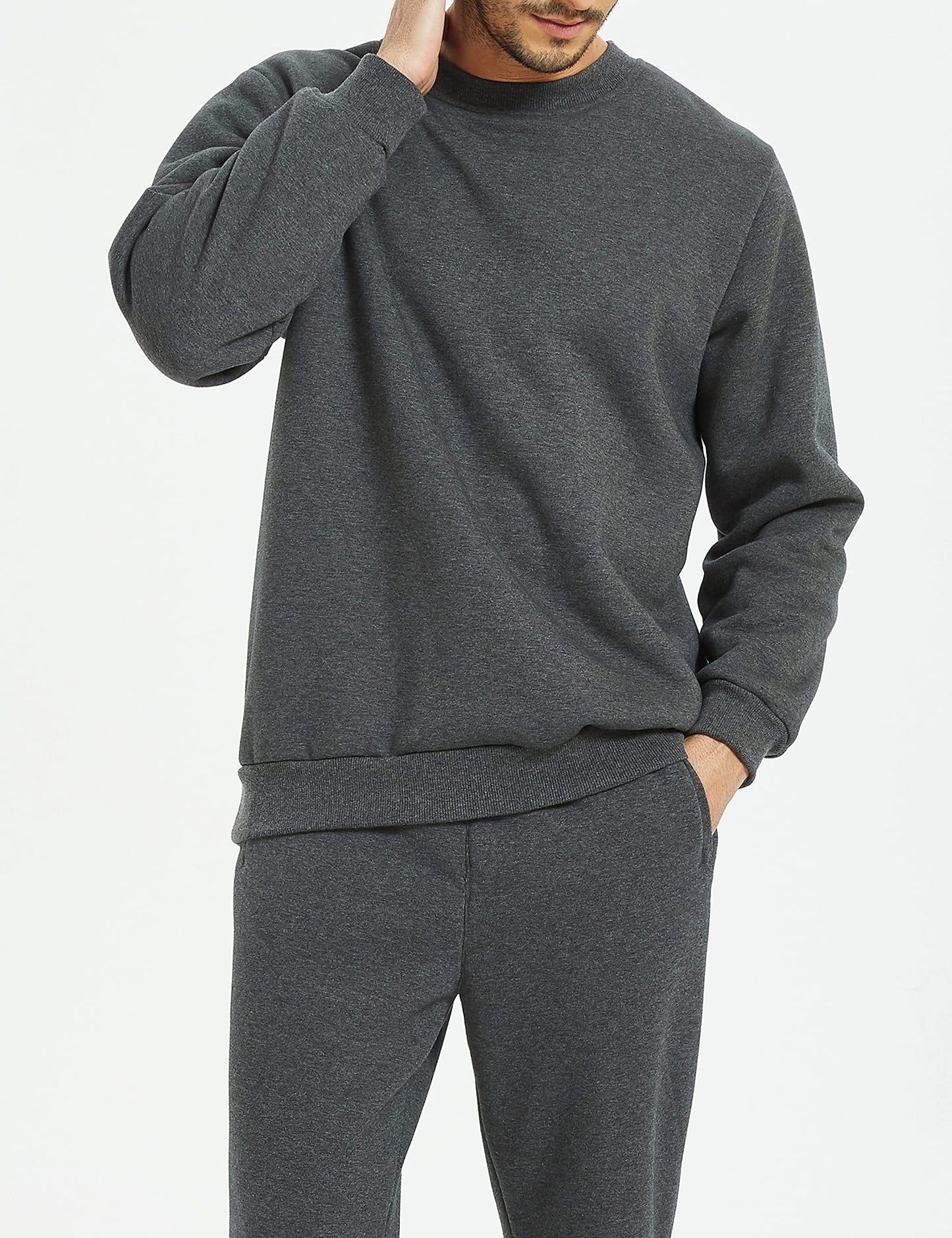 Men's Fleece-Lined Crewneck Sherpa Sweatshirt