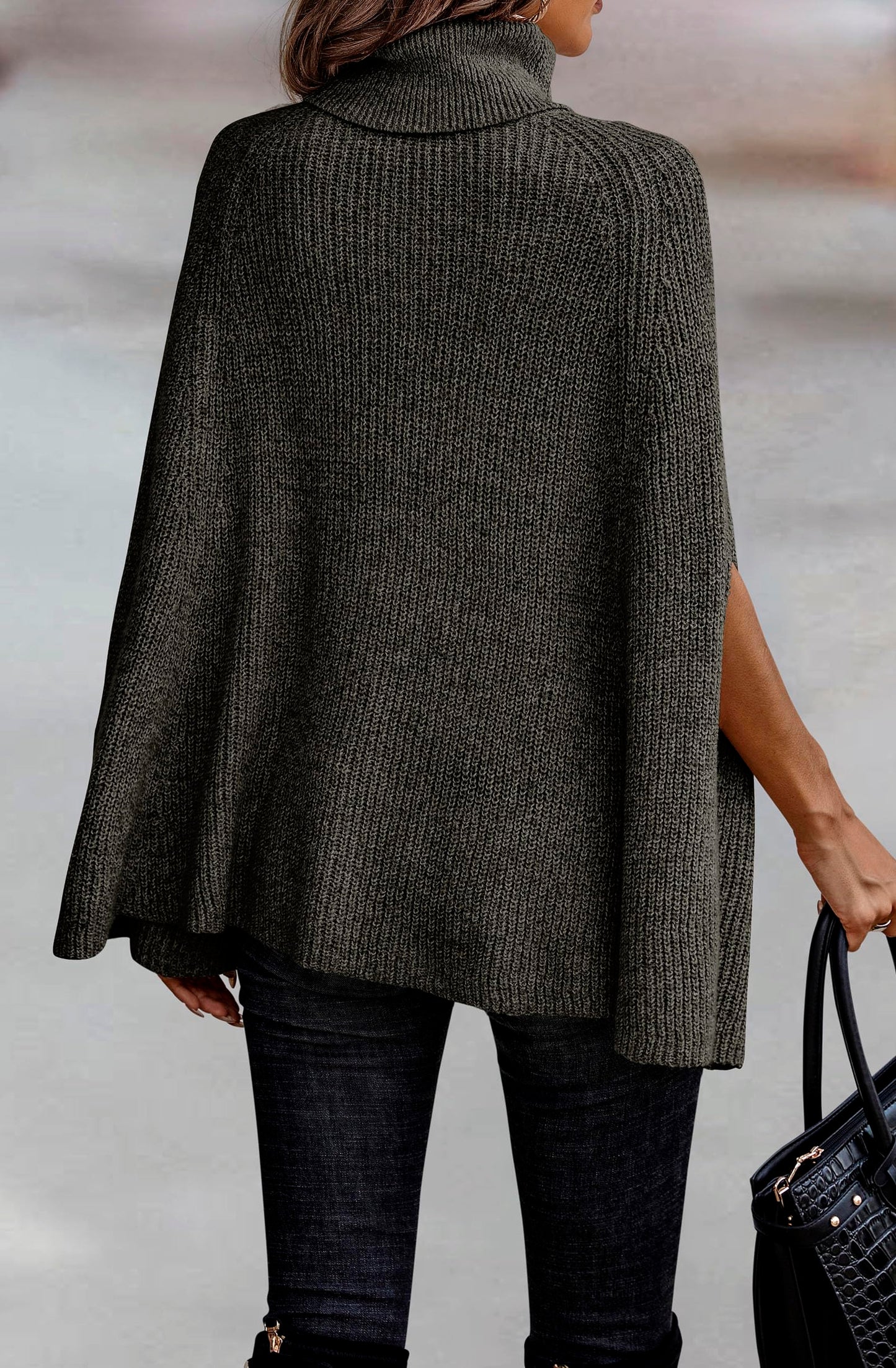 Women's Turtleneck Poncho-Style Sweater