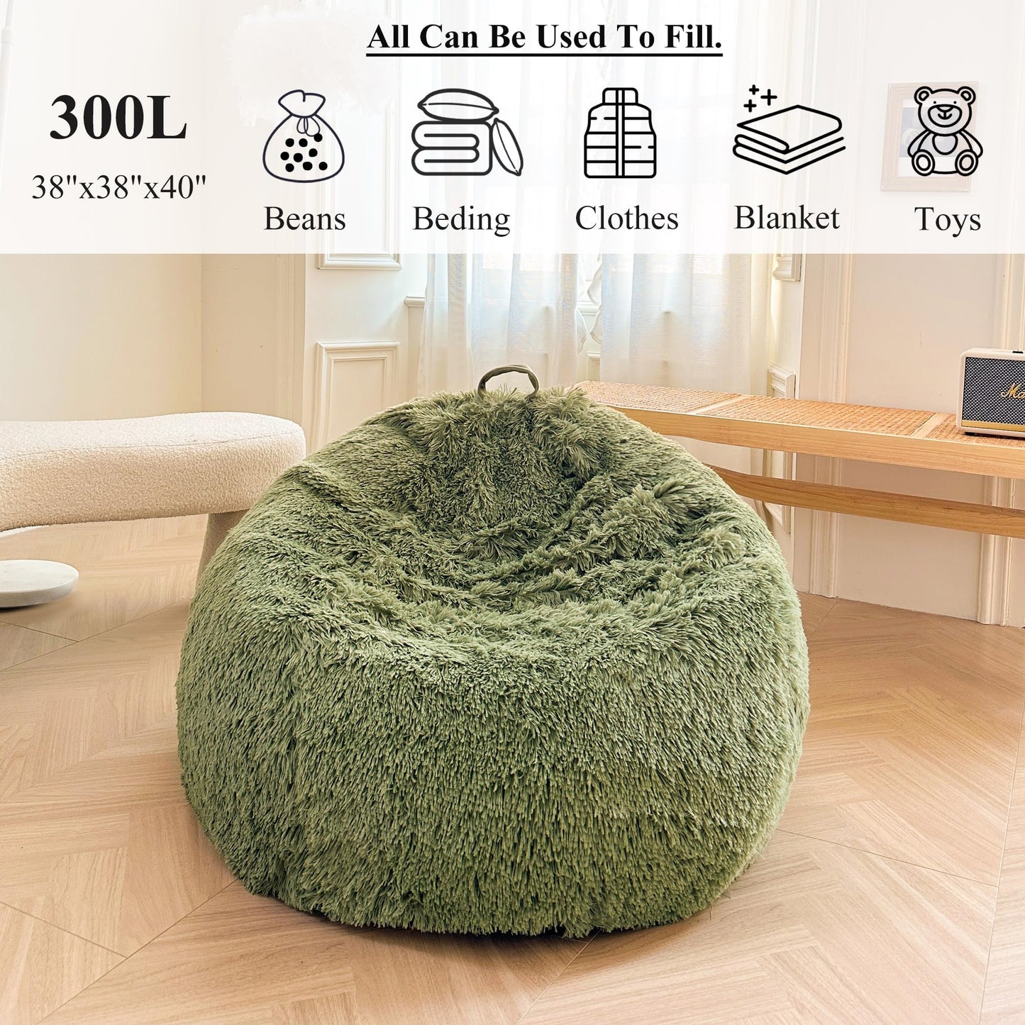Faux Fur Bean Bag Chair Cover